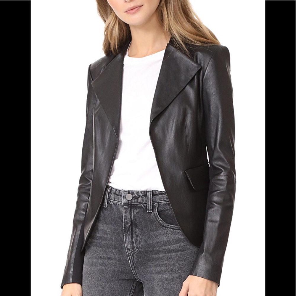 Theory Peplum Leather Jacket Size S